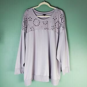 Torrid Womens Gray Terry Crew Neck Eyelet Inset Drop Shoulder Sweatshirt Size 5